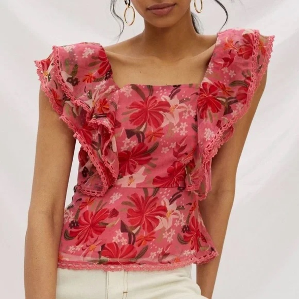 FARM Rio Vibrant Pink Floral Blouse